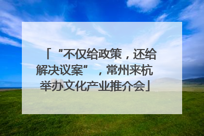 “不仅给政策，还给解决议案”，常州来杭举办文化产业推介会