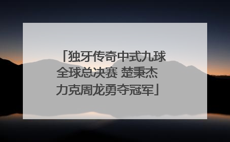 独牙传奇中式九球全球总决赛 楚秉杰力克周龙勇夺冠军