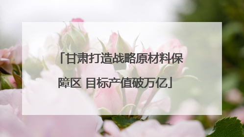 甘肃打造战略原材料保障区 目标产值破万亿