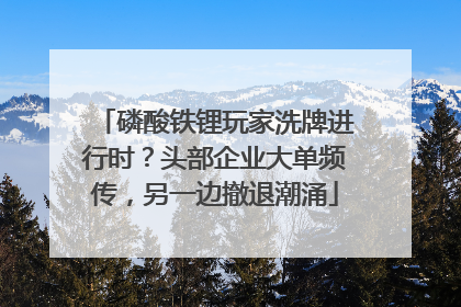 磷酸铁锂玩家洗牌进行时？头部企业大单频传，另一边撤退潮涌