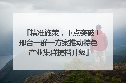 精准施策，重点突破！邢台一群一方案推动特色产业集群提档升级