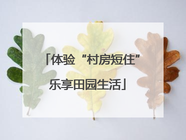 体验“村房短住” 乐享田园生活