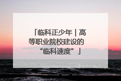临科正少年｜高等职业院校建设的“临科速度”