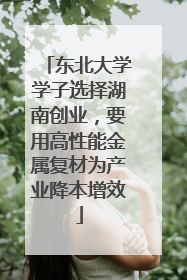 东北大学学子选择湖南创业，要用高性能金属复材为产业降本增效