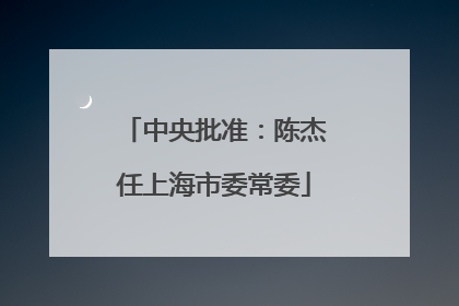 中央批准：陈杰任上海市委常委