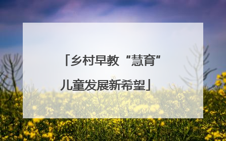 乡村早教“慧育”儿童发展新希望