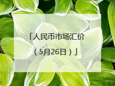 人民币市场汇价（5月26日）