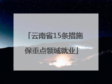 云南省15条措施保重点领域就业