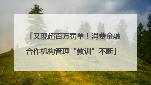 又现超百万罚单！消费金融合作机构管理“教训”不断