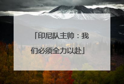 印尼队主帅：我们必须全力以赴