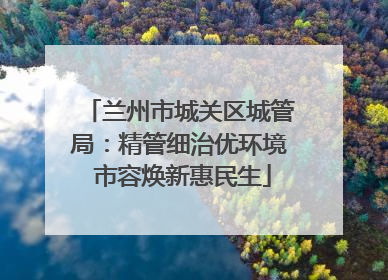 兰州市城关区城管局：精管细治优环境 市容焕新惠民生