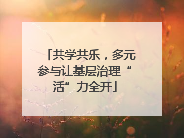 共学共乐，多元参与让基层治理“活”力全开