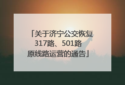 关于济宁公交恢复317路、501路原线路运营的通告