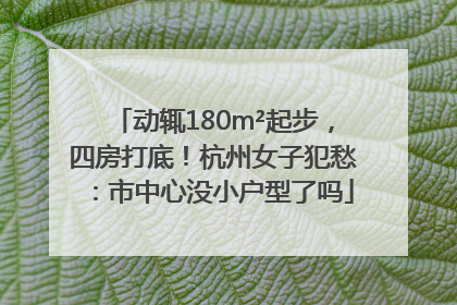 动辄180m²起步，四房打底！杭州女子犯愁：市中心没小户型了吗