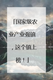 国家级农业产业强镇，这个镇上榜！