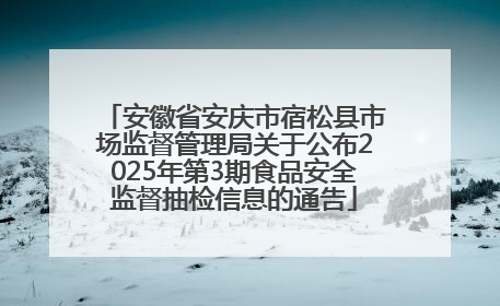 安徽省安庆市宿松县市场监督管理局关于公布2025年第3期食品安全监督抽检信息的通告