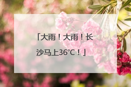 大雨！大雨！长沙马上36℃！