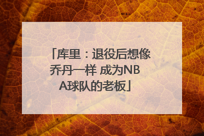 库里：退役后想像乔丹一样 成为NBA球队的老板