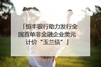 恒丰银行助力发行全国首单非金融企业美元计价“玉兰债”
