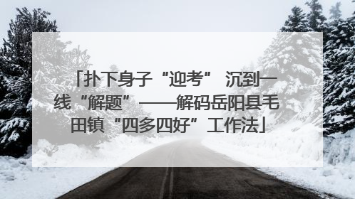 扑下身子“迎考” 沉到一线“解题”——解码岳阳县毛田镇“四多四好”工作法