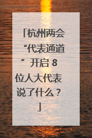 杭州两会“代表通道”开启 8位人大代表说了什么？