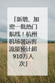 新增、加密一批热门航线！杭州机场暑运客流量预计超910万人次