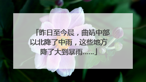 昨日至今晨，曲靖中部以北降了中雨，这些地方降了大到暴雨……