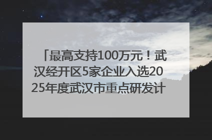 最高支持100万元！武汉经开区5家企业入选2025年度武汉市重点研发计划拟立项项目名单