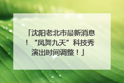 沈阳老北市最新消息！“凤舞九天”科技秀演出时间调整！