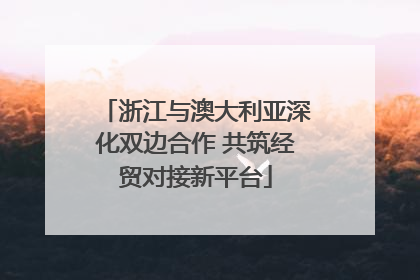 浙江与澳大利亚深化双边合作 共筑经贸对接新平台