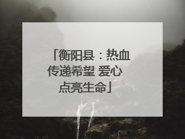 衡阳县：热血传递希望 爱心点亮生命