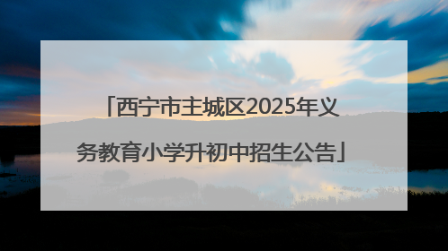 西宁市主城区2025年义务教育小学升初中招生公告