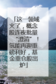 这一领域火了，概念股连夜批量“澄清”！氢能再迎重磅利好，基金重仓股出炉