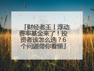 财经老王丨浮动费率基金来了！投资者该怎么选？6个问题带你看懂