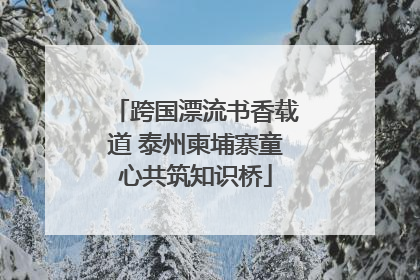 跨国漂流书香载道 泰州柬埔寨童心共筑知识桥