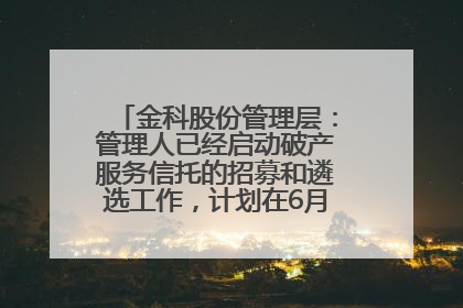 金科股份管理层：管理人已经启动破产服务信托的招募和遴选工作，计划在6月初召开评审会