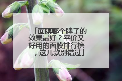 面膜哪个牌子的效果最好？平价又好用的面膜排行榜，这几款别错过