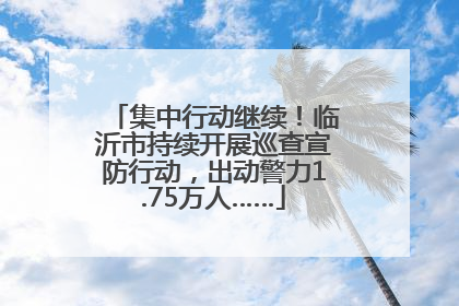 集中行动继续！临沂市持续开展巡查宣防行动，出动警力1.75万人……