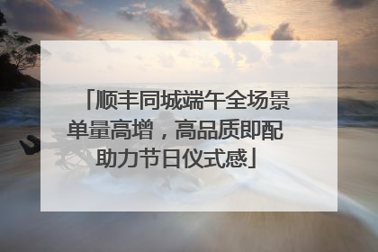 顺丰同城端午全场景单量高增，高品质即配助力节日仪式感