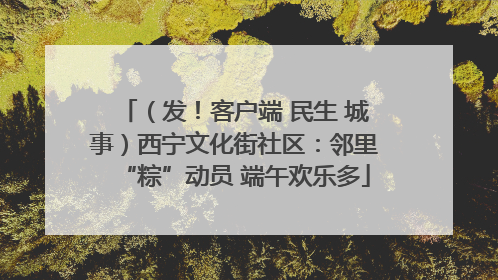（发！客户端 民生 城事）西宁文化街社区：邻里“粽”动员 端午欢乐多