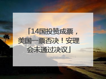 14国投赞成票，美国一票否决！安理会未通过决议